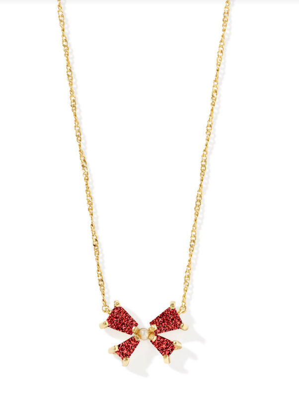 Small Red Drop Necklace Kendra Scott Blair Gold Bow Pendant