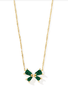 Kendra Scott Blair Bow Small Pendant Necklace Emerald Drusy Gold