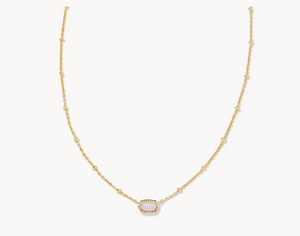 Kendra Scott Boxed Mini Elisa Necklace Pink Opalite Crystal Gold