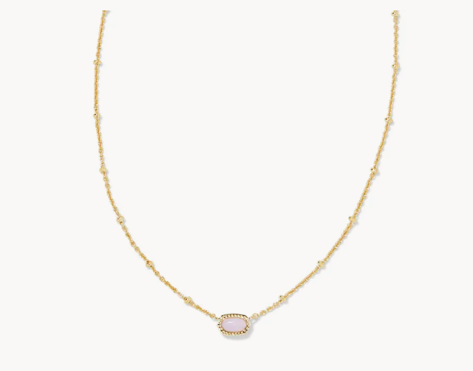 Kendra Scott Boxed Mini Elisa Necklace Pink Opalite Crystal Gold