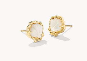 Kendra Scott Brynne Shell Stud Earrings Gold Ivory Mother of Pearl