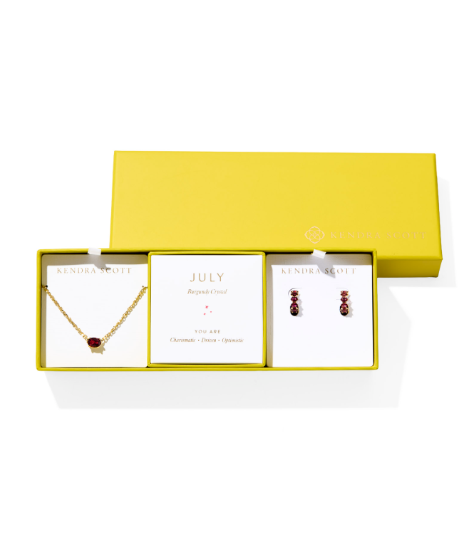 Kendra Scott Cailin Gift Set Gold Burgundy Crystal