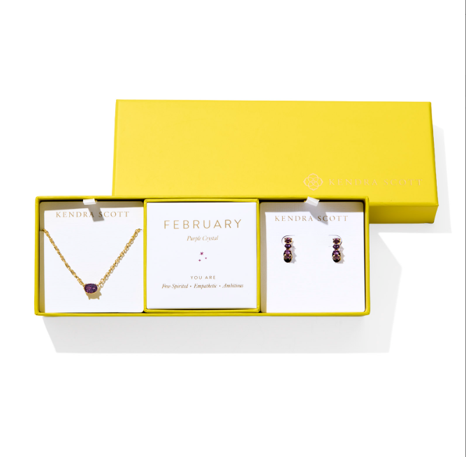 Kendra Scott Cailin Gift Set Gold Purple Crystal