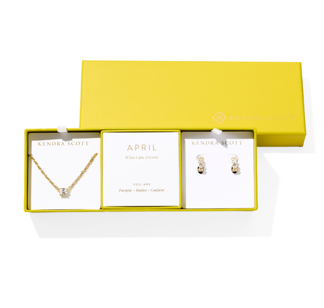 Kendra Scott Cailin Gift Set Gold White Iridescent Crystal