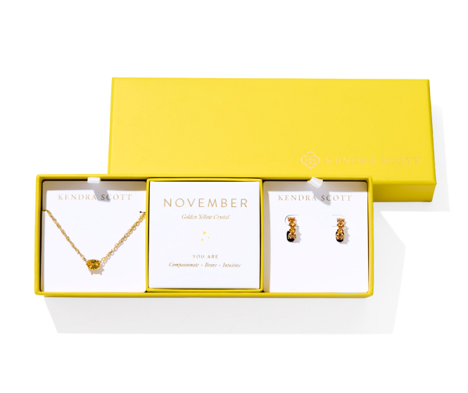 Kendra Scott Cailin Gift Set Gold Yellow Crystal