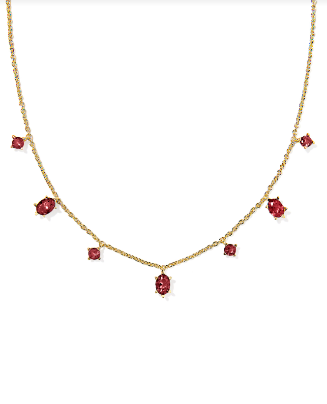 Kendra Scott Cailin Gold Strand Necklace Burgundy Crystal