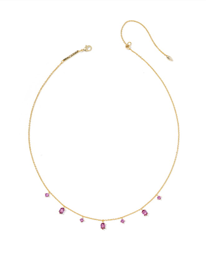 Kendra Scott Cailin Gold Strand Necklace Purple Crystal
