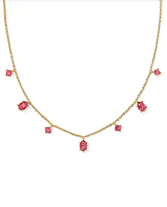 Kendra Scott Cailin Strand Gold Necklace Red Crystal