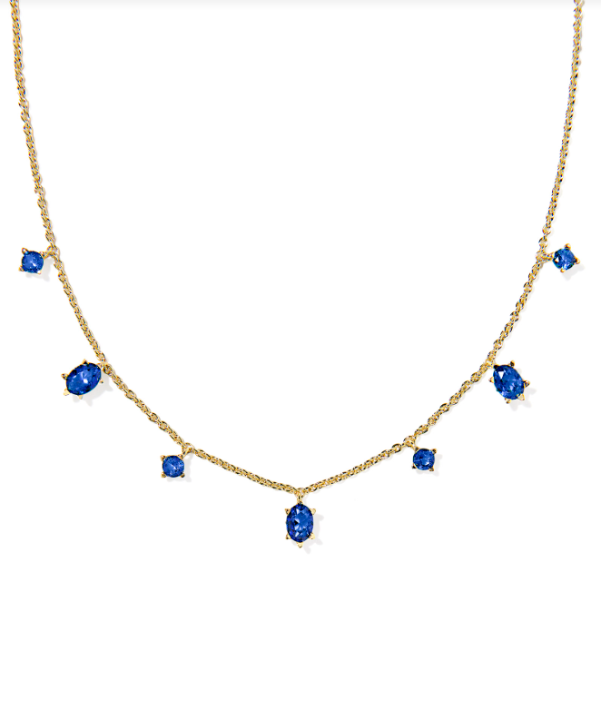 Kendra Scott Cailin Strand Necklace Gold Blue Crystal
