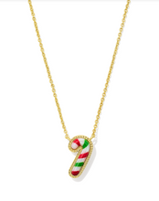 Load image into Gallery viewer, Kendra Scott Candy Cane Pendant Necklace Gold Red Green Mix

