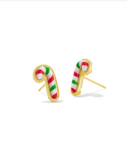 Load image into Gallery viewer, Kendra Scott Candy Cane Stud Earrings Gold Red Green Mix
