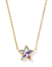 Load image into Gallery viewer, Kendra Scott Cassidy Short Pendant Necklace Red White Blue Illusion
