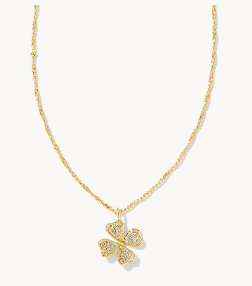 Kendra Scott Gold Clover Crystal Short Pendant Necklace