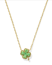 Load image into Gallery viewer, Kendra Scott Silver Clover Pendant Necklace Lime Green Magnesite
