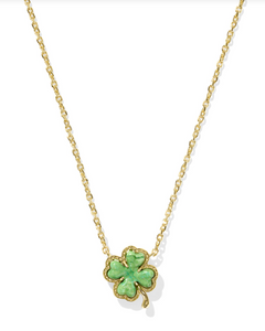 Kendra Scott Silver Clover Pendant Necklace Lime Green Magnesite