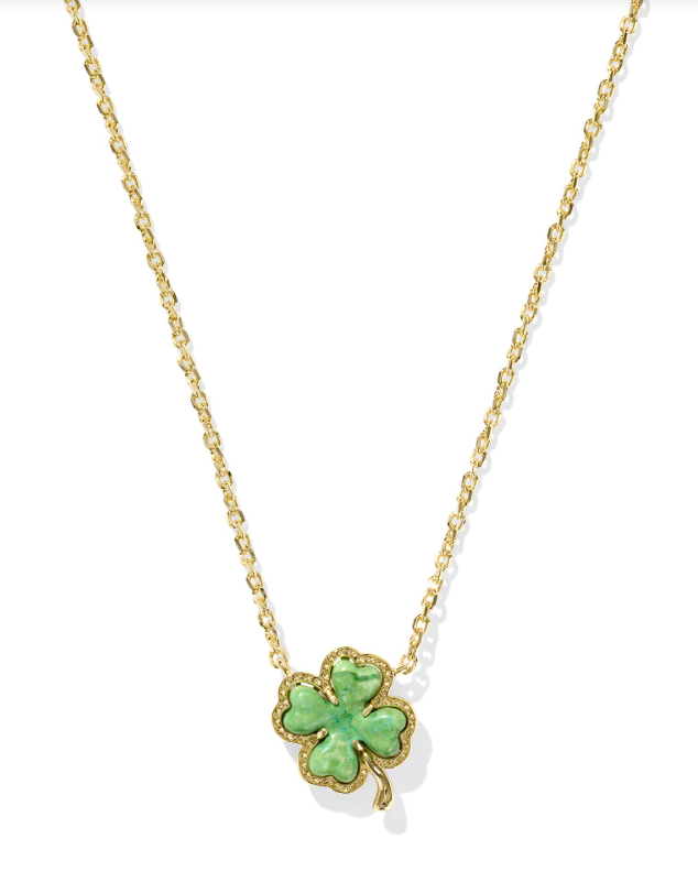 Kendra Scott Clover Pendant Necklace Lime Green Magnesite