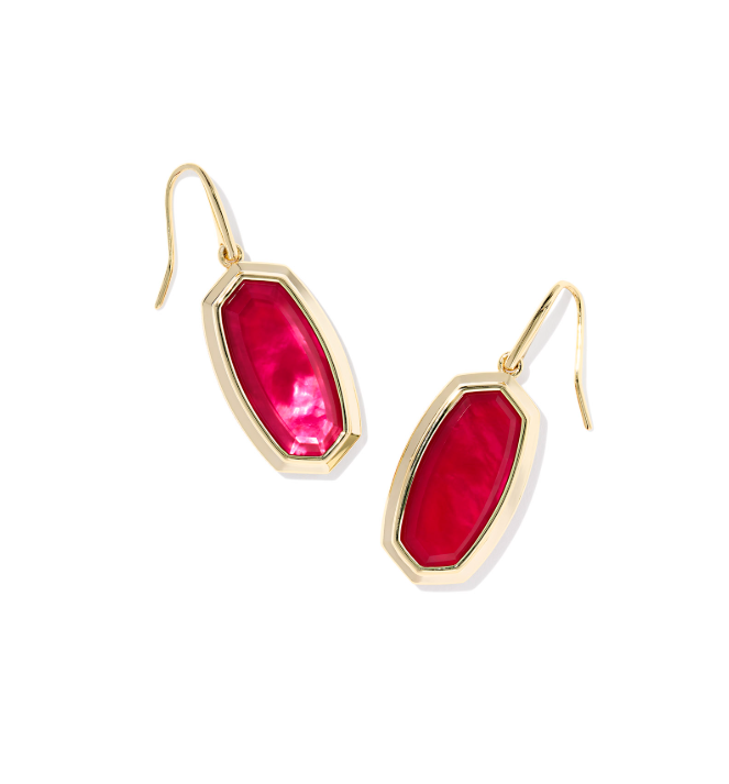 Kendra Scott Dani Bezel Drop Earring Gold Carmine Red Illusion