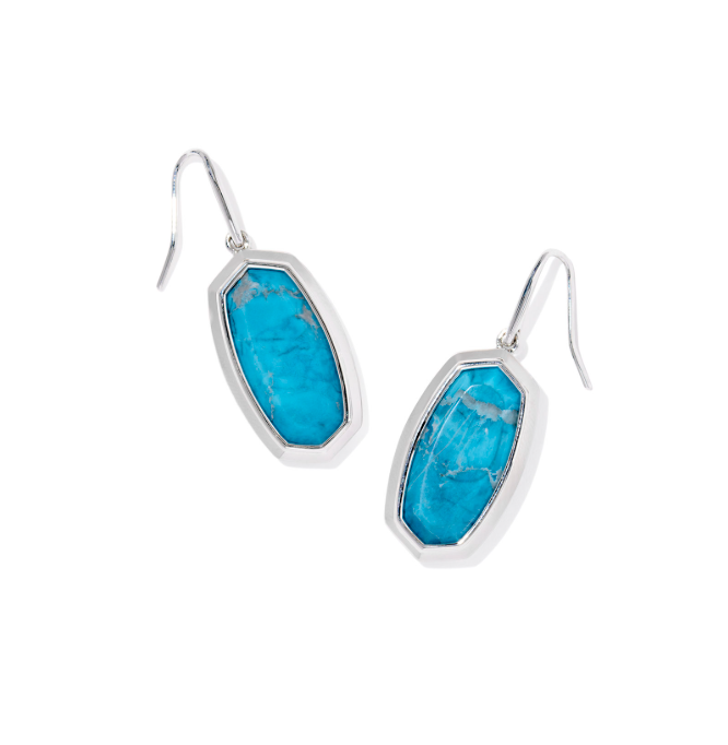 Kendra Scott Dani Bezel Drop Earrings Rhodium Indigo Magnesite
