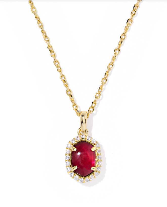 Kendra Scott Daphne Crystal Frame Pendant Necklace Gold Dark Burgundy Crystal
