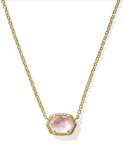Load image into Gallery viewer, Kendra Scott Daphne Frame Pendant Necklace Gold Light Pink Mother of Pearl
