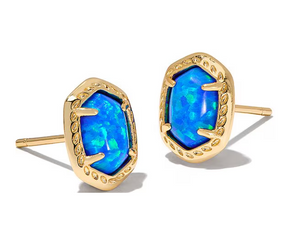Kendra Scott Daphne Framed Stud Earrings Gold Bright Blue Opal