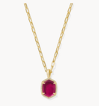 Load image into Gallery viewer, Kendra Scott Daphne Pave Framed Necklace Gold Berry Mica
