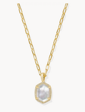 Load image into Gallery viewer, Kendra Scott Daphne Pave Framed Necklace Iridescent Ivory Illusion Gold
