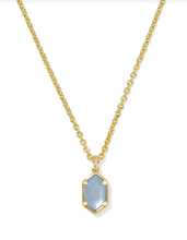 Load image into Gallery viewer, Kendra Scott Daphne Pendant Necklace Sky Blue Mother of Pearl Gold
