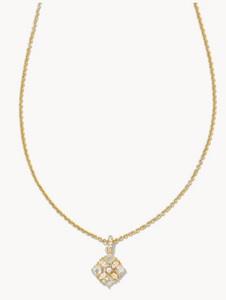 Kendra Scott Dira Crystal Pendant Necklace in Gold White Mix
