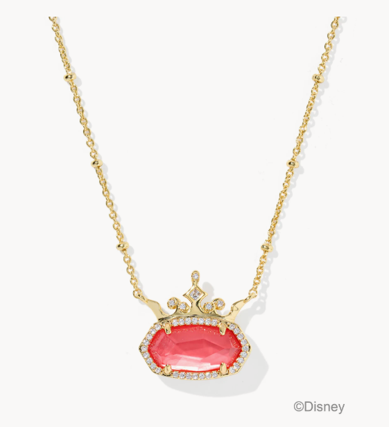 Kendra Scott Disney Princess Elisa Pendant Necklace Gold Dark Peach Mother of Pearl