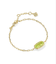 Load image into Gallery viewer, Kendra Scott Elaina Luxe Chain Bracelet Light Green CZ Gold
