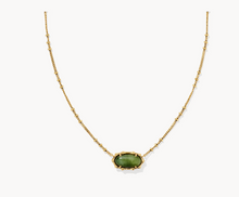 Load image into Gallery viewer, Kendra Scott Elisa Bamboo Frame Necklace Gold Sage Serpentine
