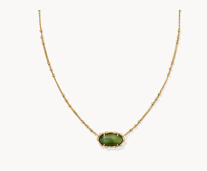 Kendra Scott Elisa Bamboo Frame Necklace Gold Sage Serpentine