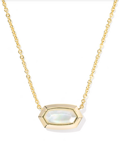 Kendra Scott Elisa Bezel Pendant Necklace Gold Ivory Mother of Pearl