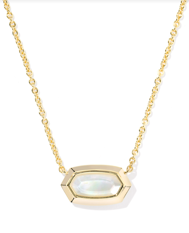 Kendra Scott Elisa Bezel Pendant Necklace Gold Ivory Mother of Pearl