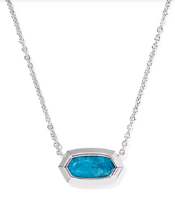 Kendra Scott Elisa Bezel Pendant Necklace Rhodium Indigo Magnesite