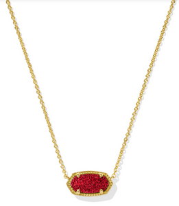 Kendra Scott Elisa Gold Bright Red Drusy Necklace