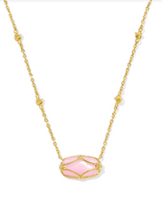 Load image into Gallery viewer, Kendra Scott Elisa Lattice Frame Necklace Blush Ivory Mother of Pearl
