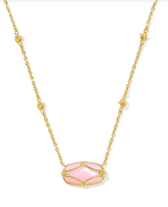 Kendra Scott Elisa Lattice Frame Necklace Blush Ivory Mother of Pearl