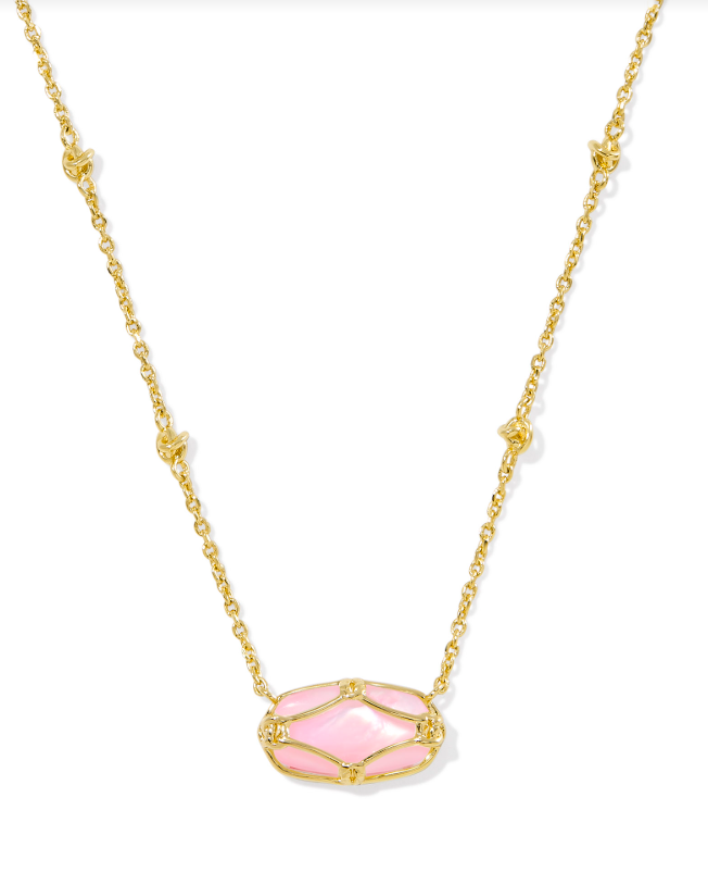Kendra Scott Elisa Lattice Frame Necklace Blush Ivory Mother of Pearl