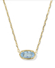 Load image into Gallery viewer, Kendra Scott Elisa Luxe Pendant Necklace Light Blue CZ Gold

