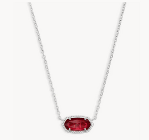 Kendra Scott Elisa Necklace Berry Glass in Silver or Gold