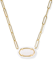 Load image into Gallery viewer, Kendra Scott Elisa White Enamel Frame Necklace White Mother of Pearl Gold
