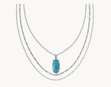 Load image into Gallery viewer, Kendra Scott Elle Bamboo Frame Triple Necklace Indigo Silver
