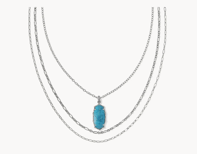 Kendra Scott Elle Bamboo Frame Triple Necklace Indigo Silver