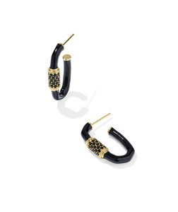Kendra Scott Emery Enamel Hoop Earrings Gold Black Mix