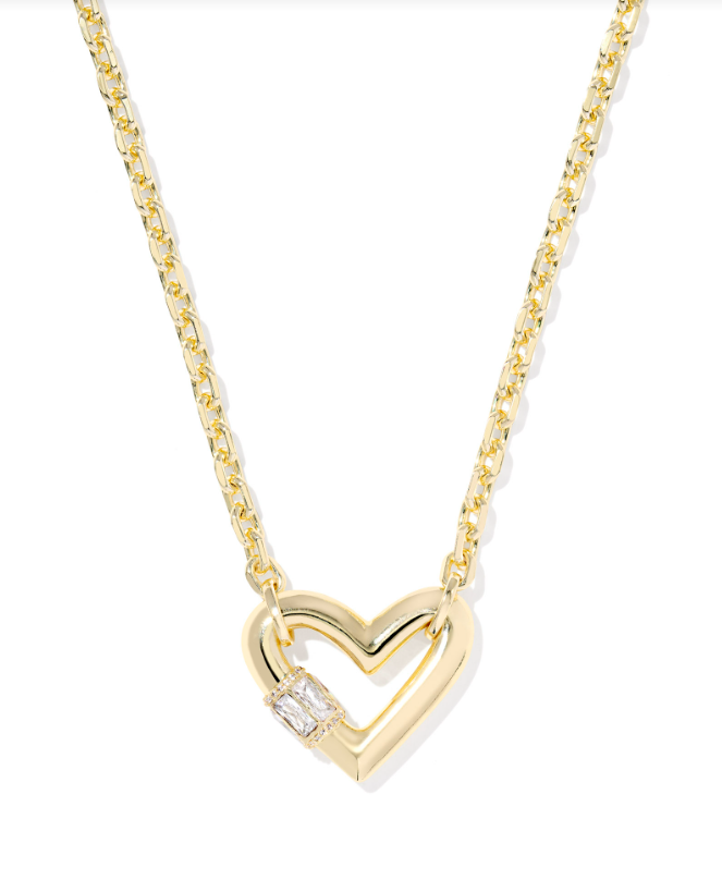 Kendra Scott Emery Heart Pendant Necklace White CZ