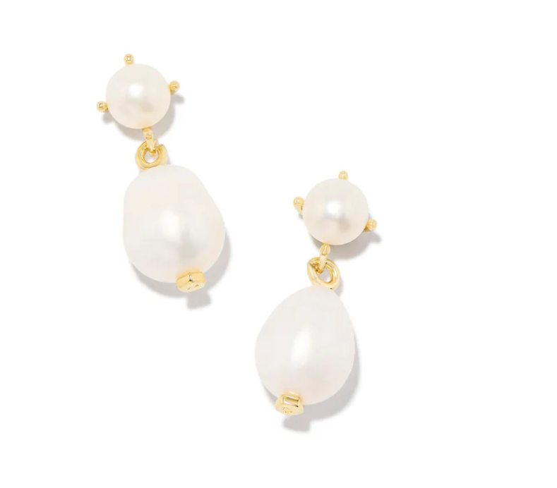 Kendra Scott Eve Drop Earrings White Pearl in Gold or Silver