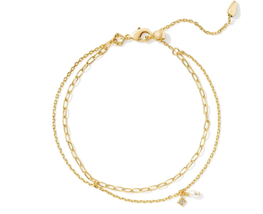 Kendra Scott Eve Multi Strand Bracelet White Pearl Gold or Silver