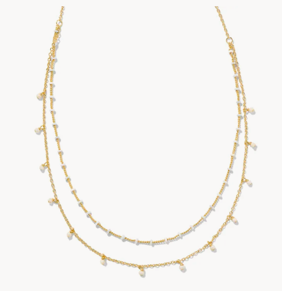 Kendra Scott Eve Multi Strand Necklace White Mix in Gold or Silver